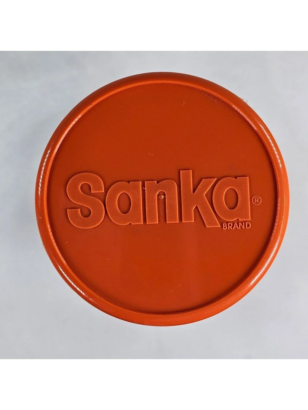 Vintage Sanka Brand Clear Glass Coffee Jar with Orange Lid Collectible Storage